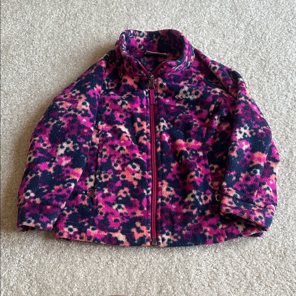 Columbia Kids' Vibrant Pink and Navy Fleece Jacket 3T